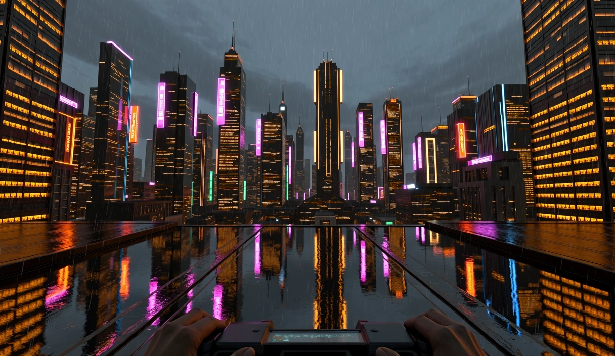 Cyber-themed RPG environment